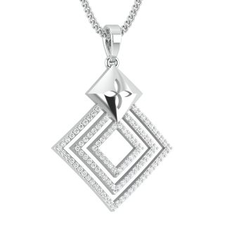 Triple Square Design Diamond Pendant